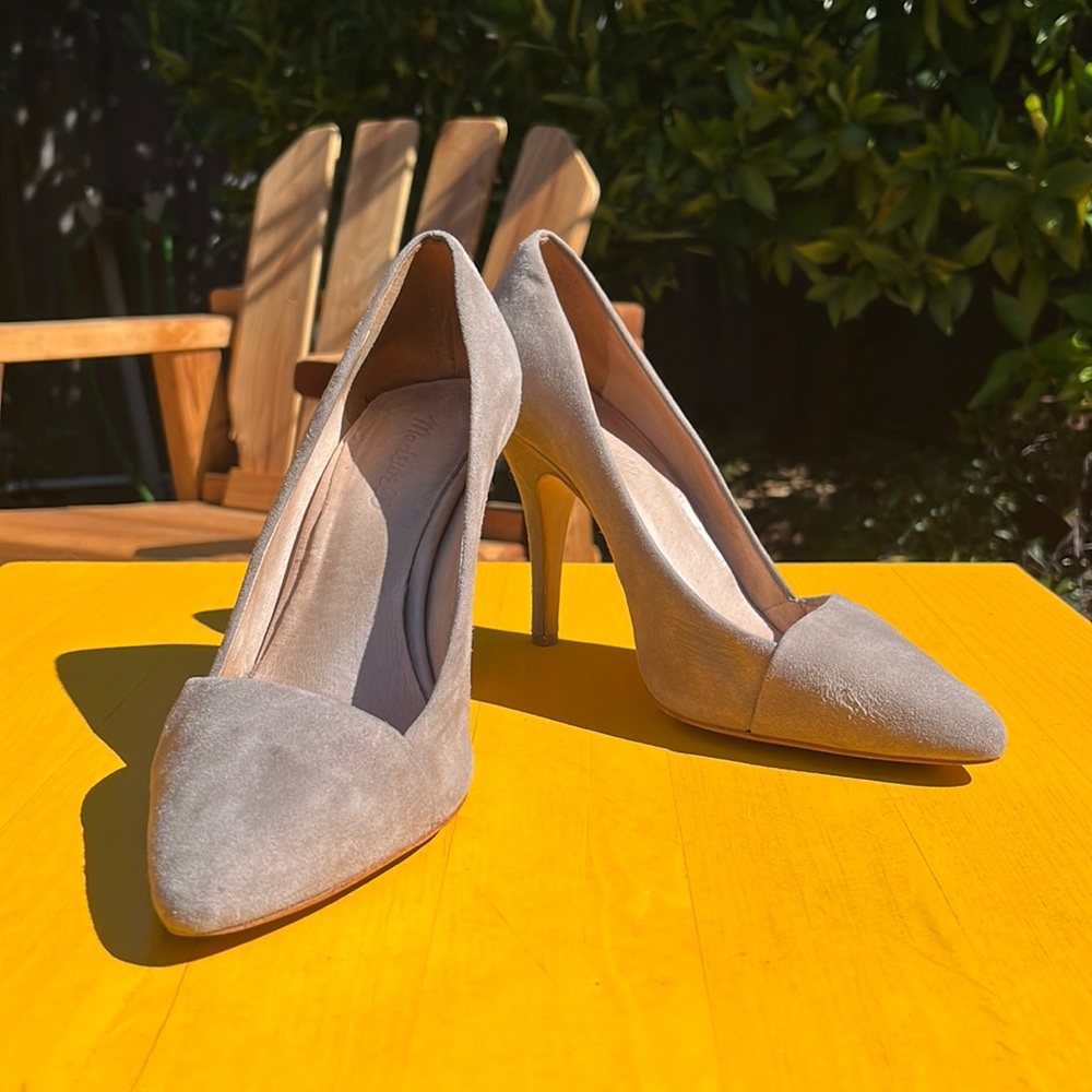 Madewell Gray Suede Mira Stilettos